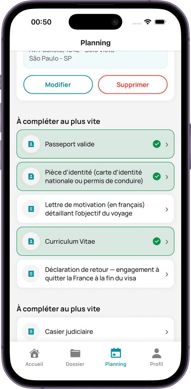 Veasy — planejamento documentos visto working holiday França